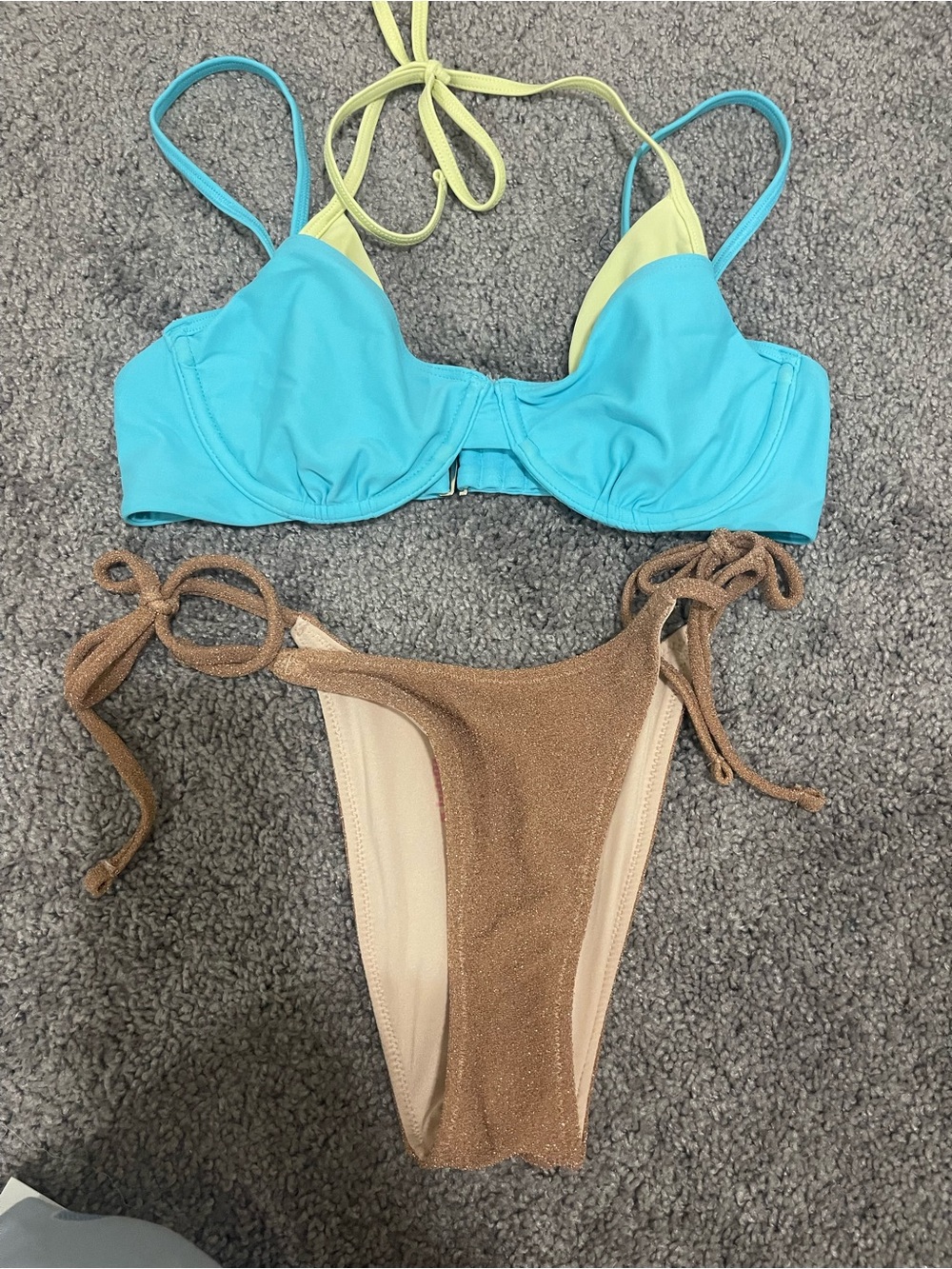 Victoria's Secret Cream Bikini with Shimmery Gold Straps
